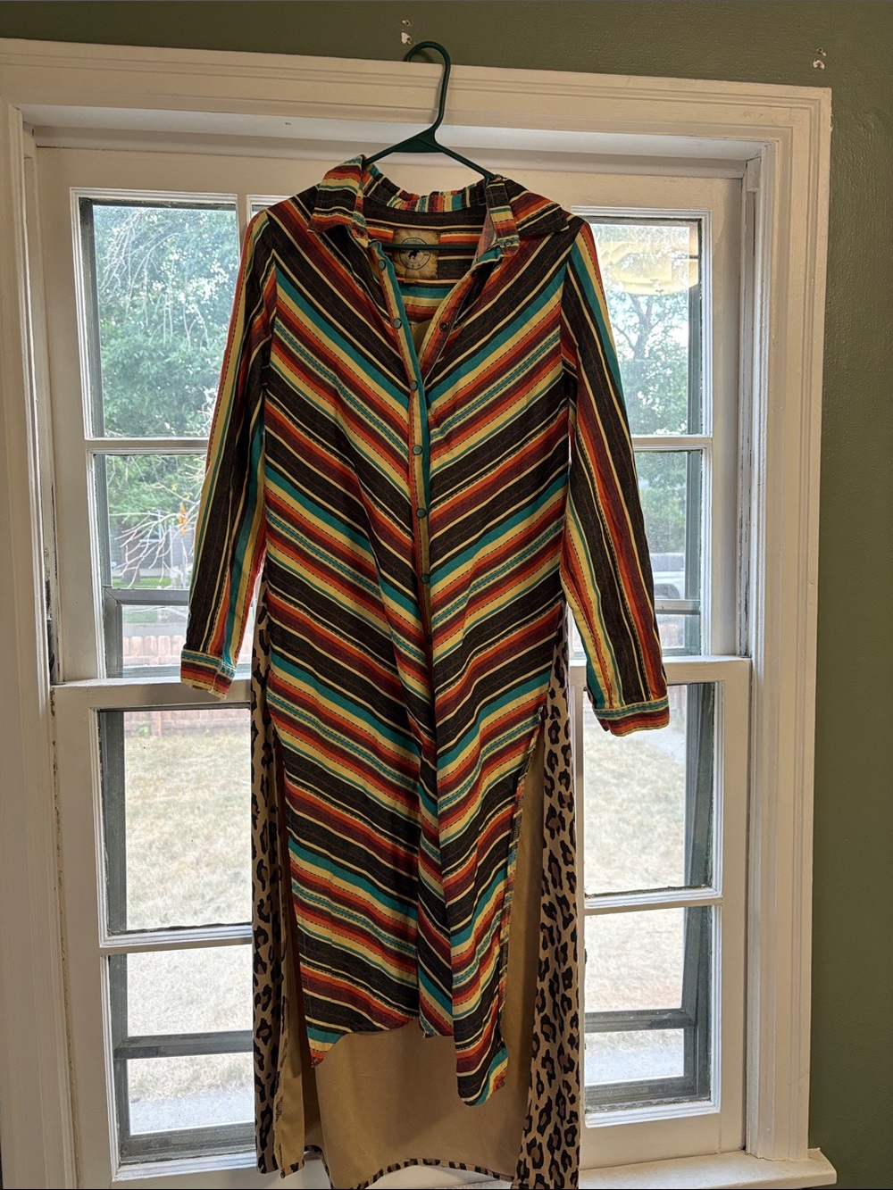 Striped Long Sleeve Hooded Maxi Dress in Multicolor